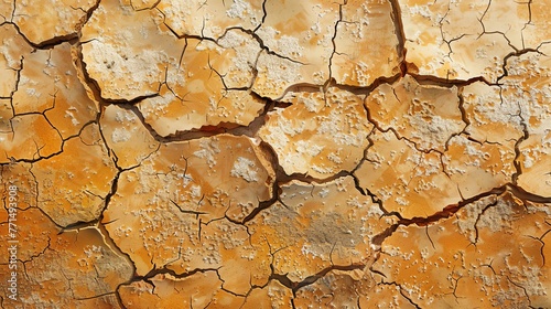 Abstract image of cracked earth. The ground is dry and cracked, with large cracks running through it.