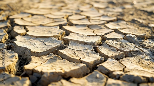 Arid land with dry, cracked earth. photo