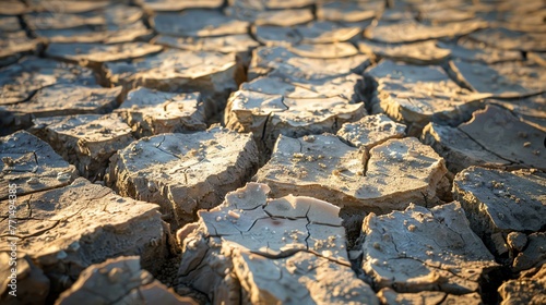 Arid land with large dry cracked earth texture background.