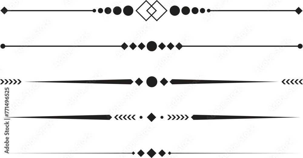 Set of vintage decorative lines. Simple decorative page dividers and design elements. Line border, corner design vector. 
