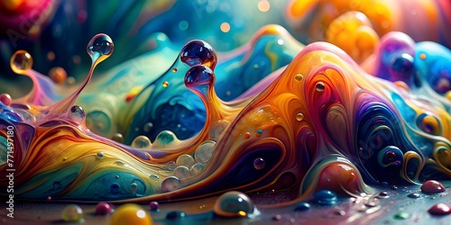 abstract colorful background of melted liquid random colors paint