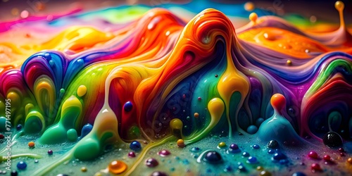 abstract colorful background of melted liquid random colors paint photo