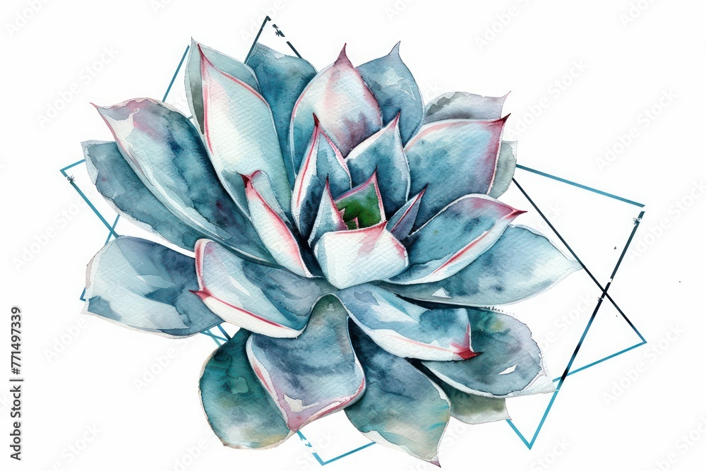Fototapeta premium A watercolor clipart of a single detailed succulent plant