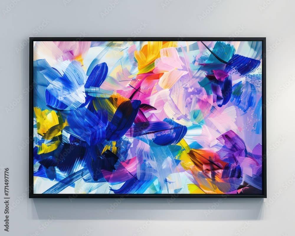 Naklejka premium Abstract floral art in a rectangle frame bold and imaginative strokes