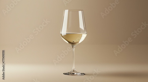 Elegant wine glass on beige background. photo