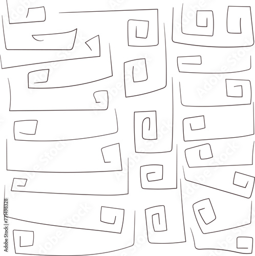 The pattern consists of individual lines with rectangular curls