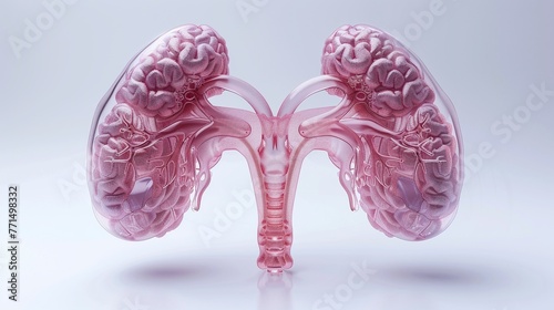 Highresolution 3D render of the human reproductive system, detailed medical imaging, clipart isolated on a white background photo