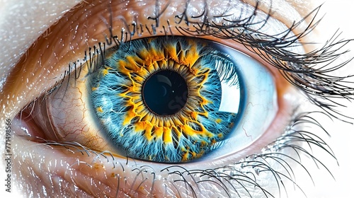 3D imaging of the human eye, including cornea and iris details, clipart isolated on a white background photo