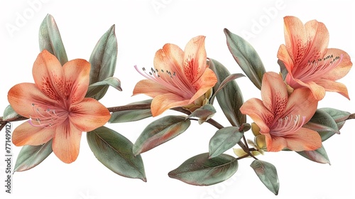 3D render of an azalea plant in a colorful flower pod, clipart isolated on a white background