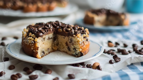 coffee cake. delicious cake made with coffee and decorated with beans