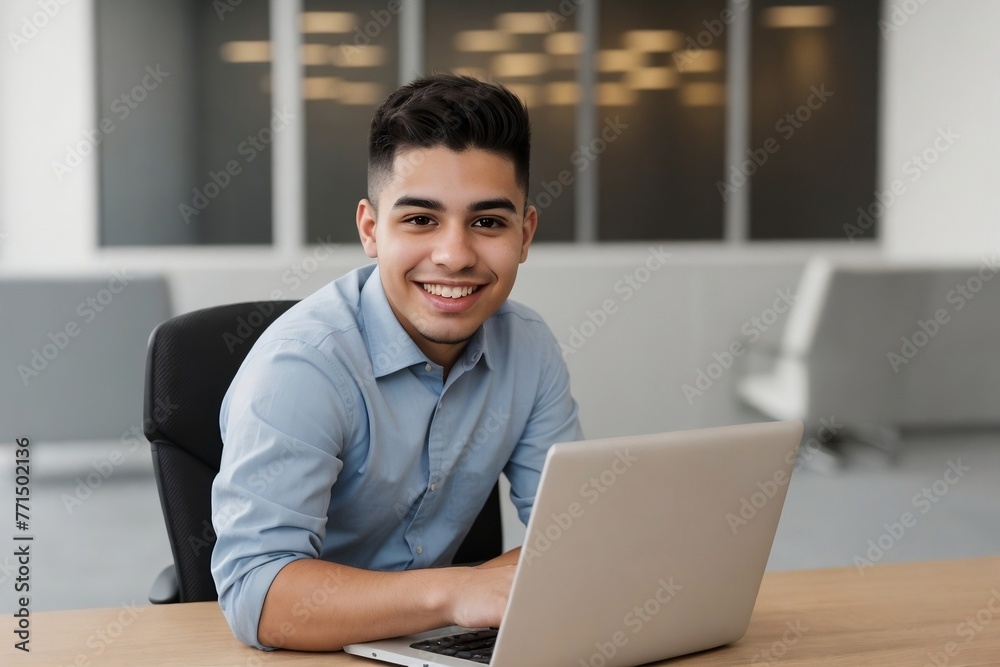 IT Software Developer concept. Handsome young Hispanic developer is developing software with copy space. IT Software Developer concept. Handsome young Hispanic developer is developing software with copy space.