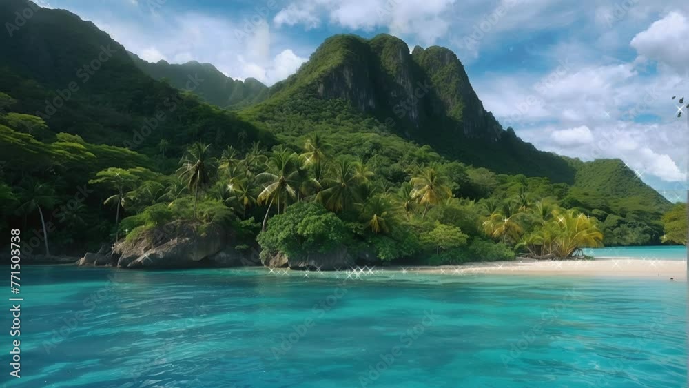 tropical island , background, 4k, animation video, seamless looping, footage, generative ai