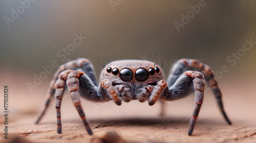 Imagine a close-up view of a hairy spider on its intricate web, set against a white background, showcasing nature's intricate beauty and the arachnid's predatory essence photo
