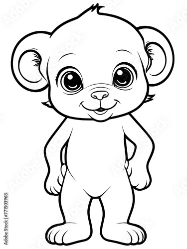 monkey smoothly outline shape coloring page  white background  ai generated 