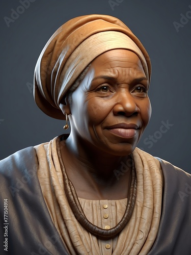 portrait of harriet tubman 3D sculpt illustration art design on plain white background from Generative AI photo