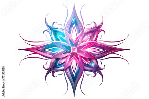 Cute blue bright ice stylized snowflake, star. Festive decorations for Christmas Cross doodle sketch color. Suitable for decoration color book tattoo and wallpaper transparent background Generative Ai