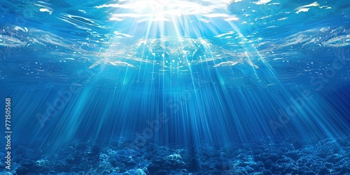 Underwater world sun rays through the ocean depth abstraction background © Людмила
