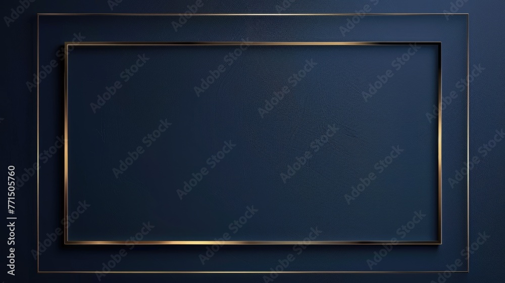 Simple Dark Blue Solid Blank Background With Golden Frame Simple Dark Blue Solid Blank Background With Golden Frame