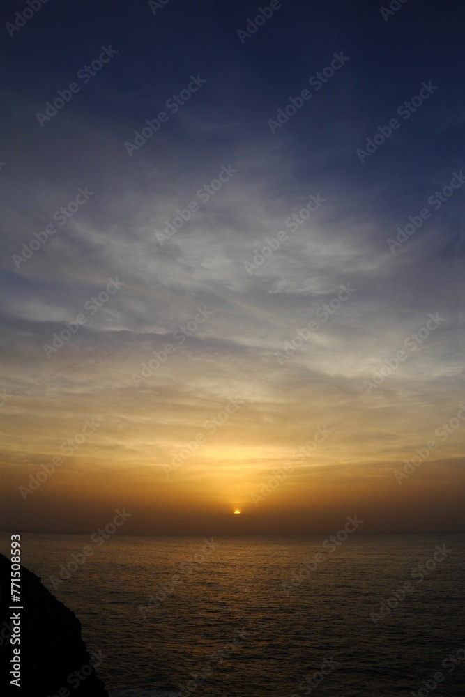 Majestic sunrise over the ocean. Portugal.