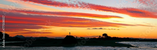 Stunning landscape view of a sunset in Whakatane  New Zealand