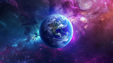 colorful planet with outer space background
