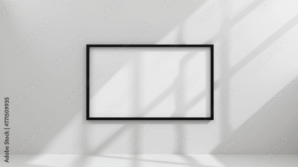 frame on wall, in white room