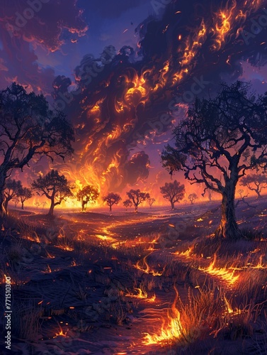 Balefire Plains  a scorched landscape where ghostly flames dance  revealing prophetic visions