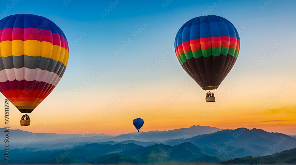 Obraz premium Hot Air Balloon Sunset Odyssey