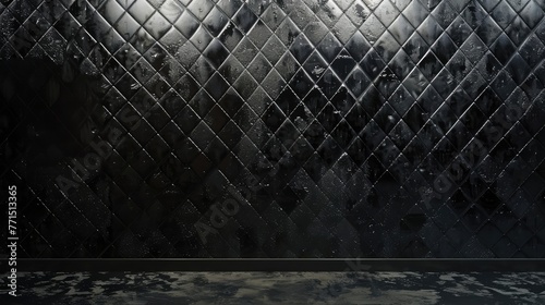 Empty dark abstract asphalt diamond plate texture background wall and studio room interior texture for display products wall background.illustration photo