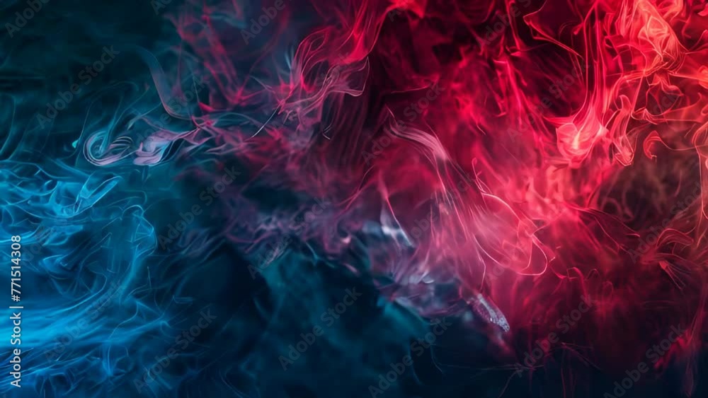 abstract background, colorful smoke of red and blue colors on a black background