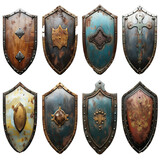 Set of shields on white background , Ai generated image