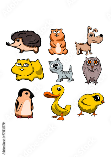Fototapeta Naklejka Na Ścianę i Meble -  set of funny cartoon styled animals in vector