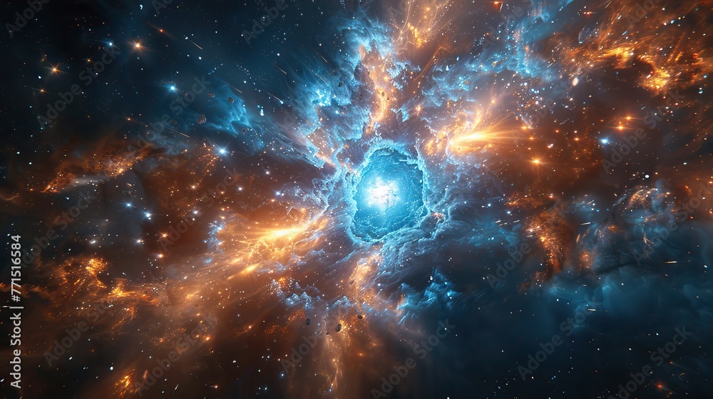 Fototapeta premium Stellar Nebula and Cosmic Energy Abstract Visualization. Space and Universe Concept for Science Fiction Artwork and Screen Backgrounds