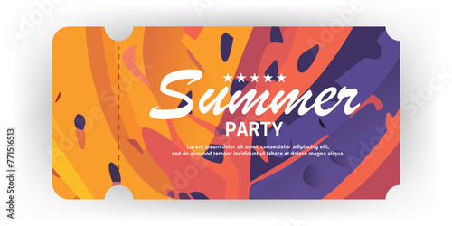 Summer party ticket in colorful style