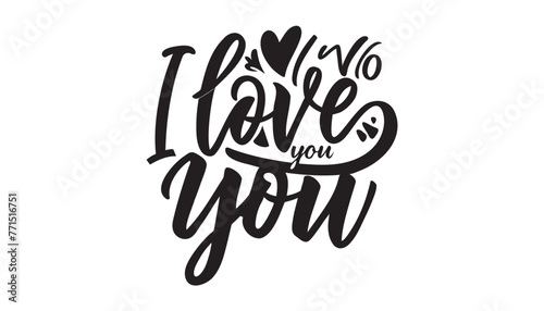I love you - Lettering calligraphic font, hand drawing. Individual font. Declaration of love. Twisted inscription