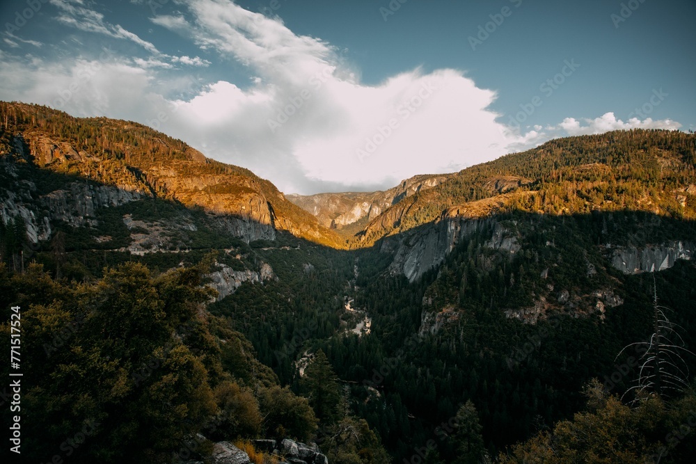 Scenic view of a river in mountains of California, US