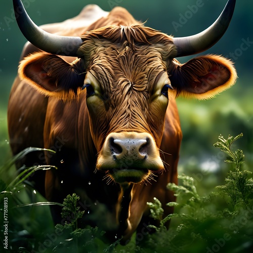 cow in cattle farm with greenery 