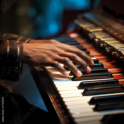 Close-up of a musicians hands playing a musical instrument