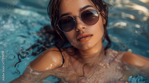 Woman enjoying outdoor spa