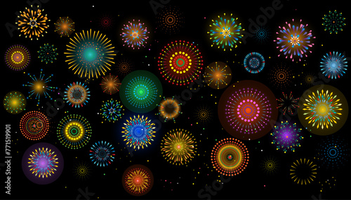 Abstract colorful fireworks background. Festive firework for celebration