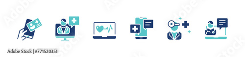 digital health care support consultation icon vector set online doctor assistant diagnosis symbol illustration photo