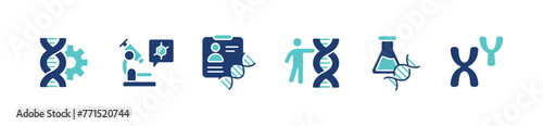 science dna genetic icon set biotechnology chromosome genome molecular helix gene symbol vector illustration