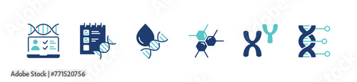 dna genetic icon set molecular biotechnology chromosome helix sign vector illustration for web and app