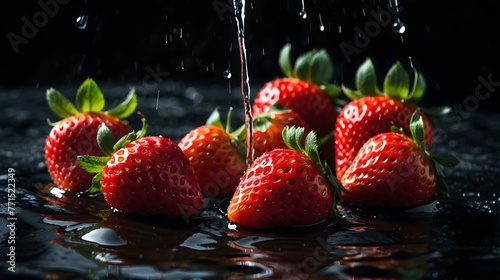 floating strawberry