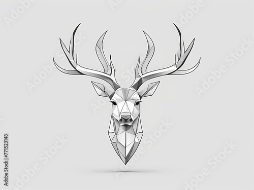 Deer Logo - Minimalist Lines, Vector (White Background)