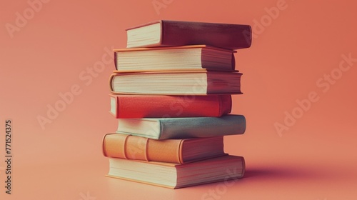 A 3D illustration of a claystyle stack of books photo