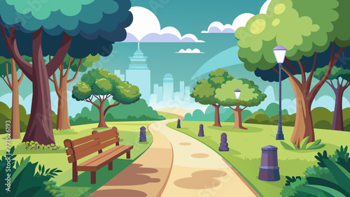 walking-path-in-park---illustration-background photo