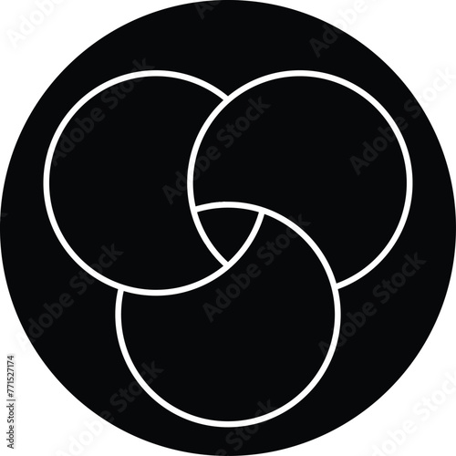 Discrete maths icon. Overlapping circles. Intersection. Venn diagram icon. vector symbol