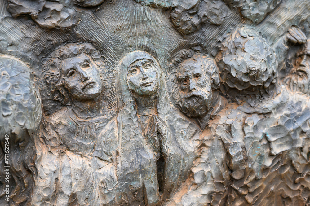 The Ascension of Jesus – Second Glorious Mystery of the Rosary. A relief sculpture on Mount Podbrdo (the Hill of Apparitions) in Medjugorje.