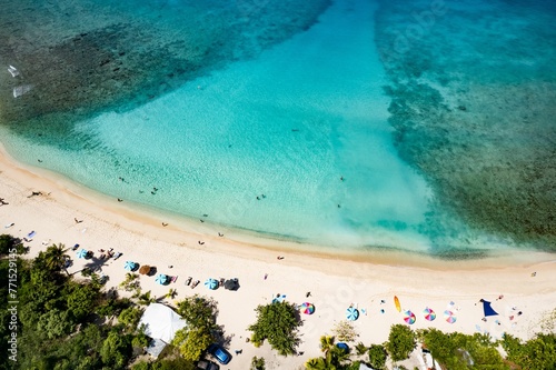 View of Smuggler's Bay beach in Tortola, British Virgin Islands, with a stunning shoreline photo